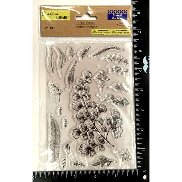 Crafters Square 21-Piece Clear Stamp Set With Botanical & Leaf Designs 375739 - Picture 2 of 4